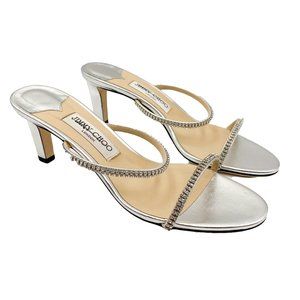 Jimmy Choo Brea Crystal-Embellished Metallic Mules